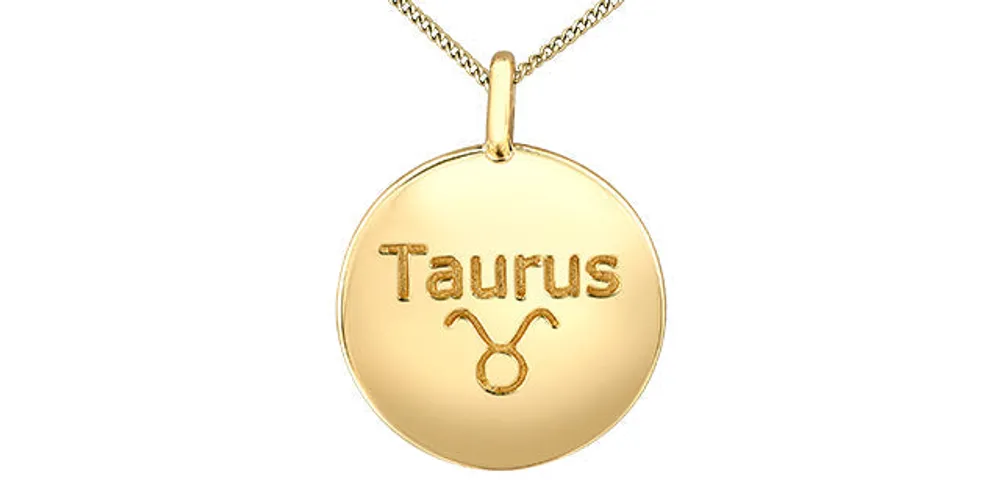 10K Yellow Gold 0.009cttw Diamond Taurus Pendant, 18"