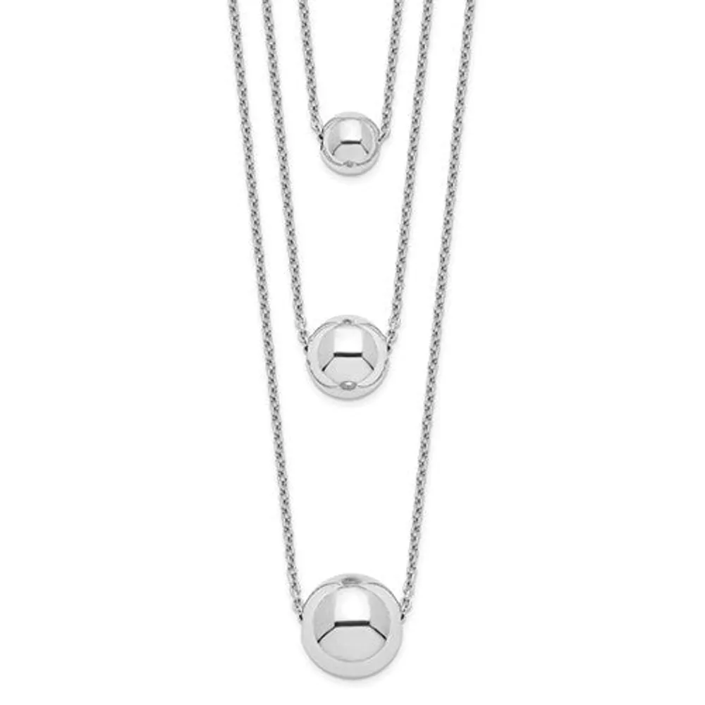 Sterling Silver Rhodium-plated 3-Strand with 2in ext. Polished Necklace - 16"
