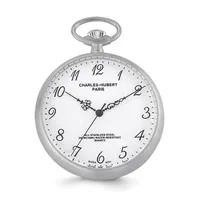 Charles Hubert Solid Stainless White Dial Full Face Pocket Watch