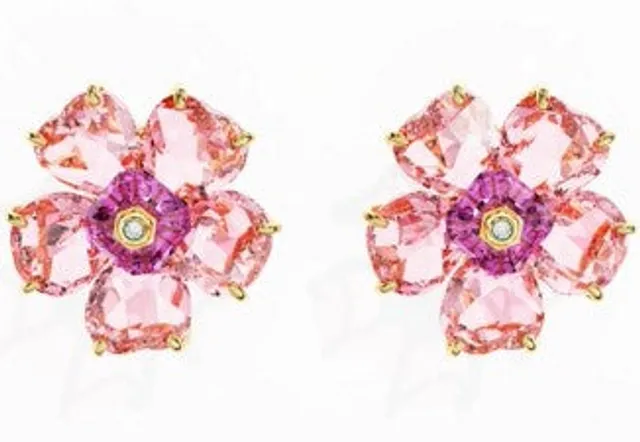 Buy Swarovski Florere pendant and brooch, Pavé, Flower, Pink, Gold-tone  plated