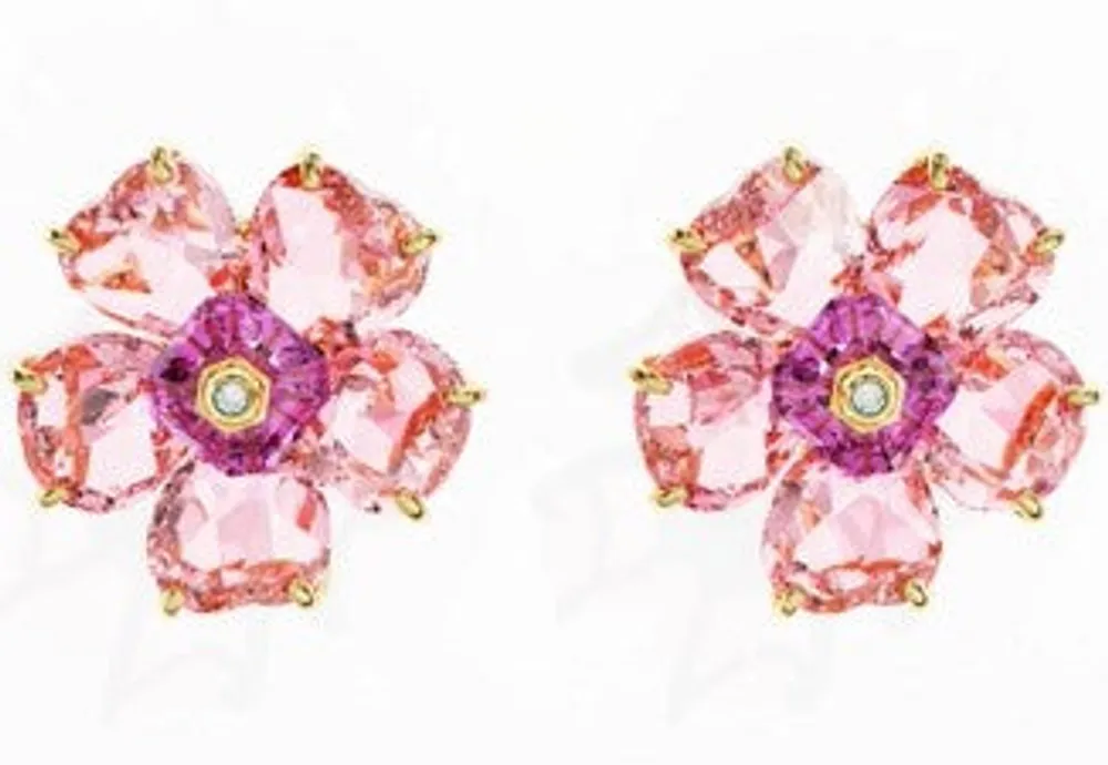 Buy Swarovski Florere stud earrings, Flower, Yellow, Gold-tone plated