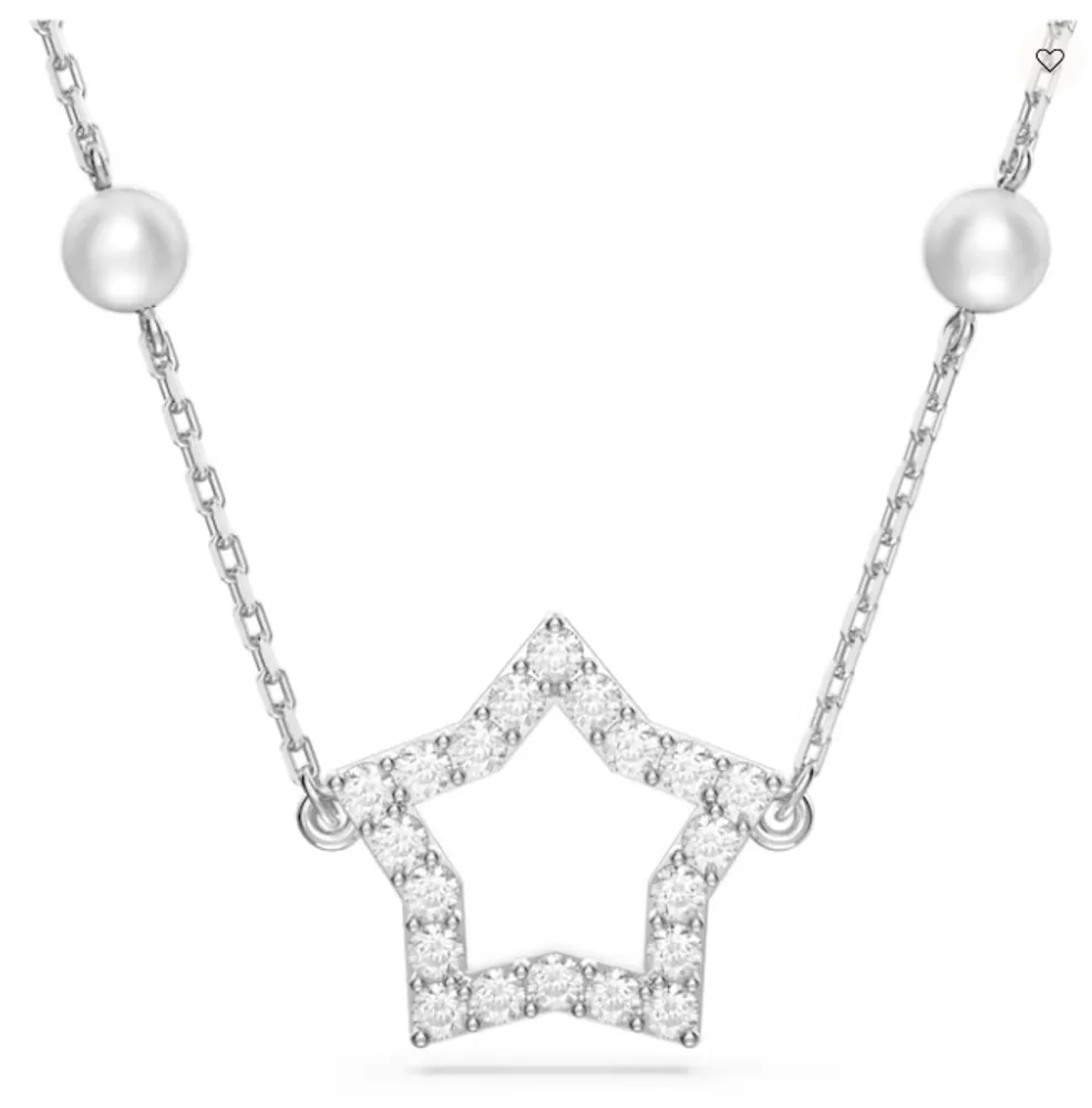 Stella necklace Mixed round cuts, Star, White, Rose gold-tone