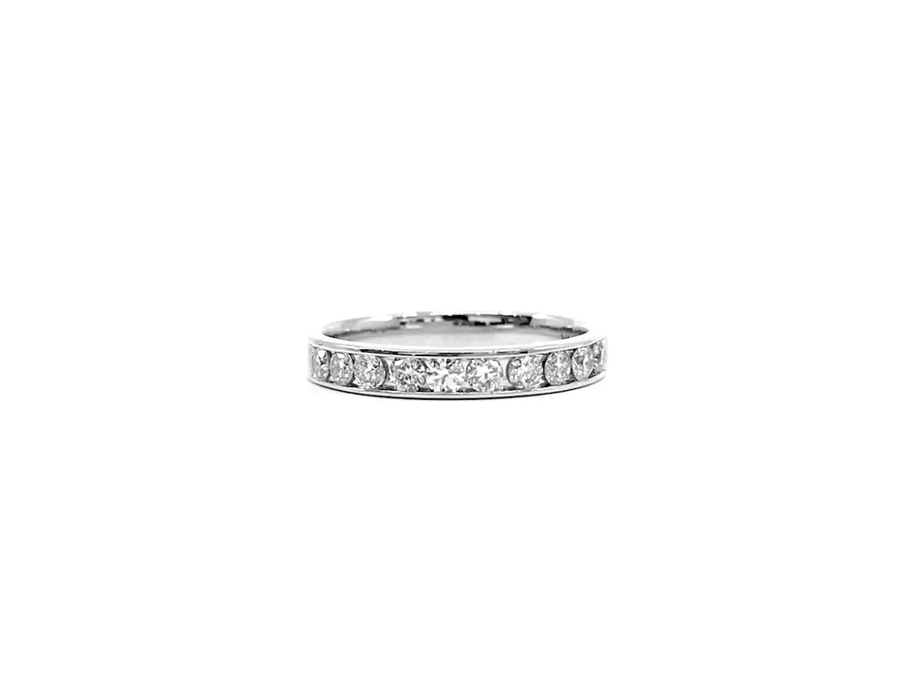 14K White Gold 1.00cttw Diamond Anniversary Channel Set Ring / Band, size 6.5