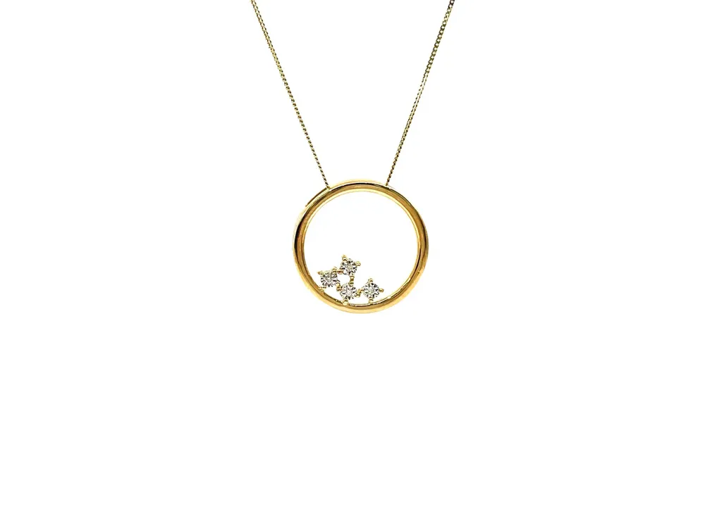 10K Yellow Gold 0.02cttw Diamond Circle Necklace - 18 Inches