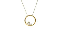 10K Yellow Gold 0.02cttw Diamond Circle Necklace - 18 Inches