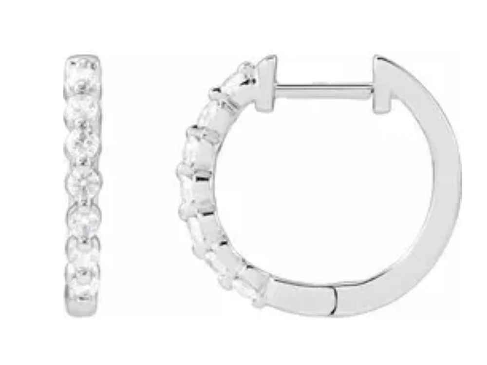 14K Lab-Grown Diamond Hoop Earrings - Gold / Diamonds =