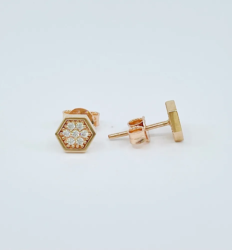 10K Rose Gold Cubic Zirconia Stud Earrings