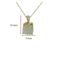 10K Yellow Gold Jade and Diamond Pendant, 18"