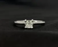 14K White Gold 0.45Cttw Lab Grown Princess Cut Diamond EngagementRing  - Size 6