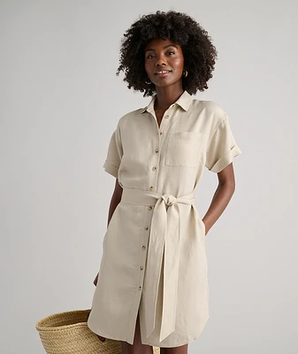 Linen Blend Short-Sleeve Betty Shirt Dress