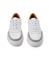 Contrast Leather Lace-Up Sneakers