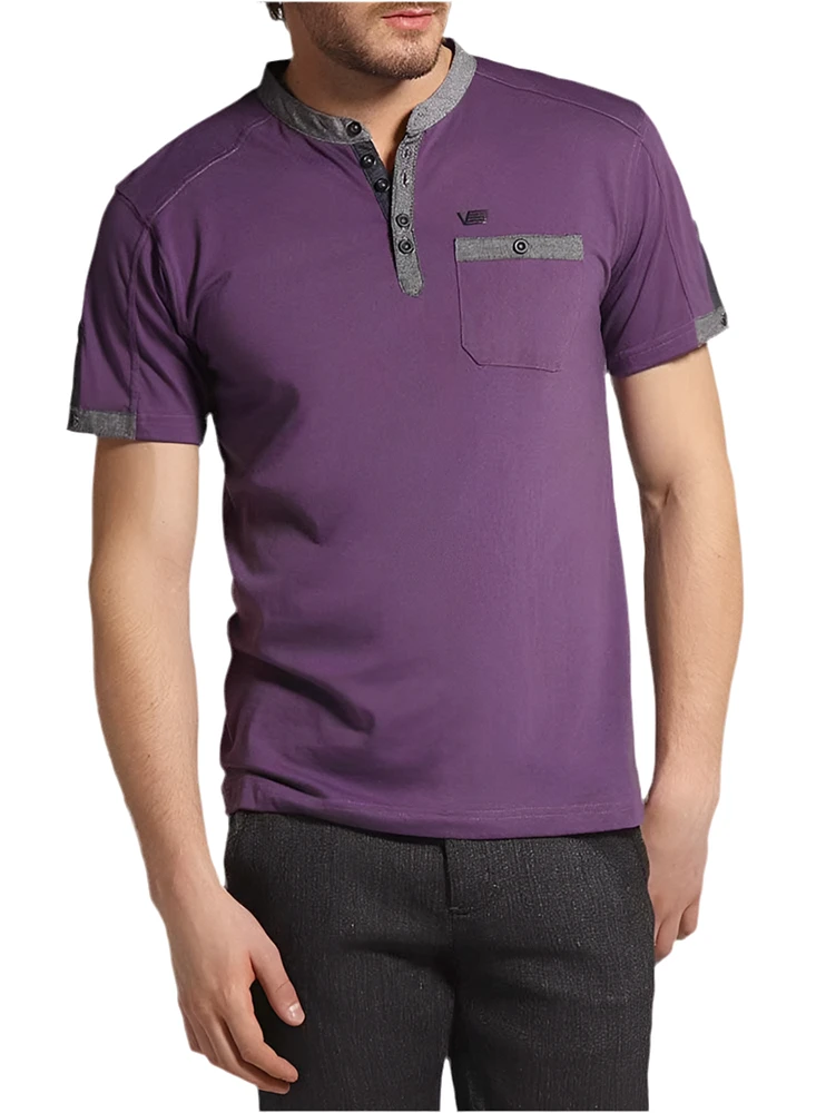 T-shirt à manches courtes henley pour hommes