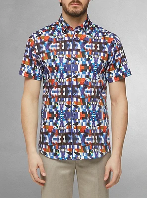 Chemise décontractée en stretch à manches courtes pour hommes