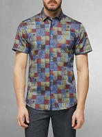Chemise décontractée en stretch à manches courtes pour hommes