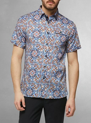 Chemise décontractée en stretch à manches courtes pour hommes