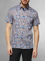 Chemise décontractée en stretch à manches courtes pour hommes