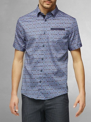 Chemise décontractée en stretch à manches courtes pour hommes
