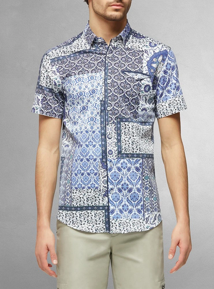 Chemise décontractée en stretch à manches courtes pour hommes