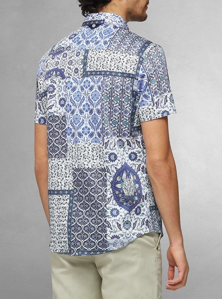 Chemise décontractée en stretch à manches courtes pour hommes