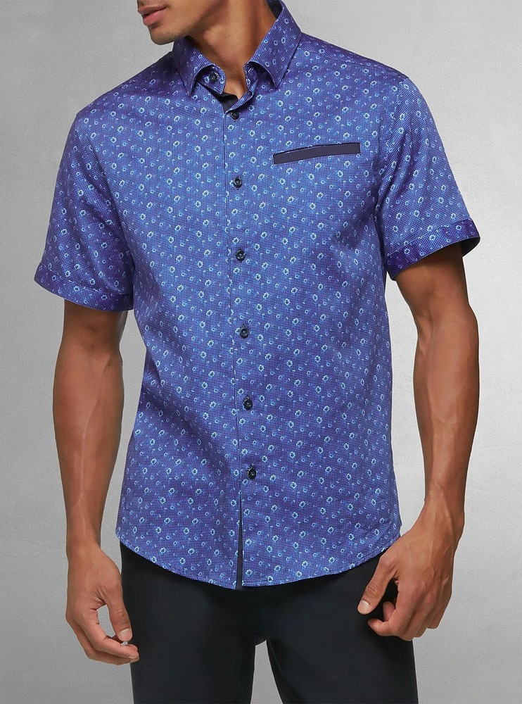 Chemise décontractée en stretch à manches courtes pour hommes