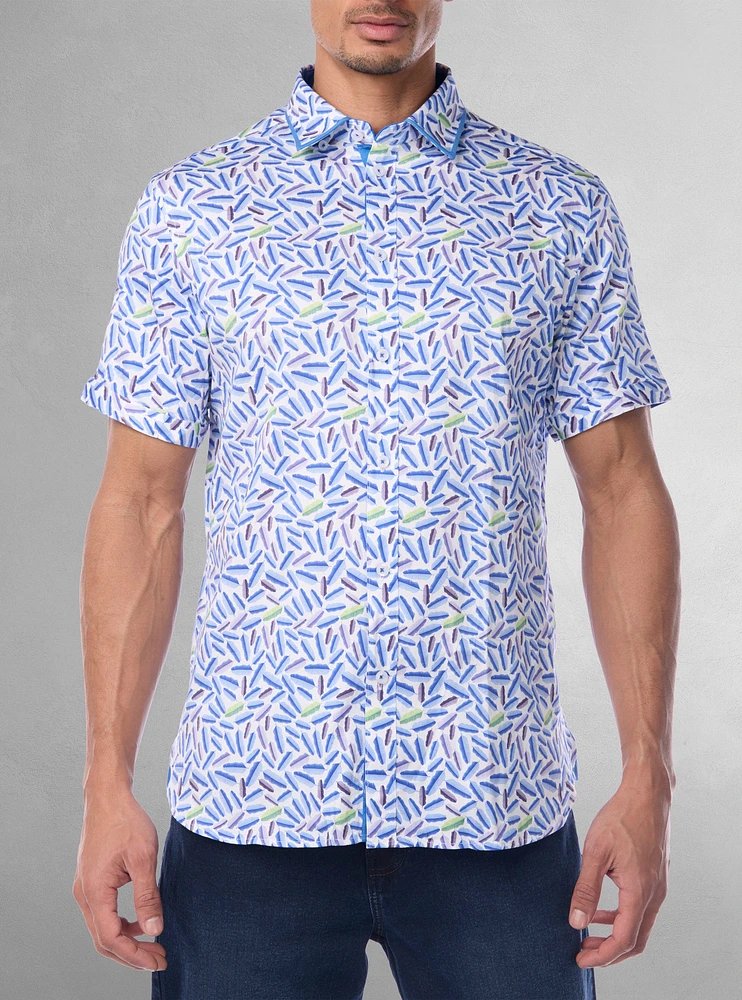 Chemise décontractée en stretch à manches courtes pour hommes