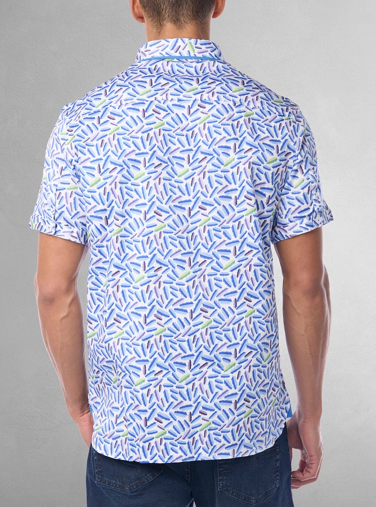 Chemise décontractée en stretch à manches courtes pour hommes