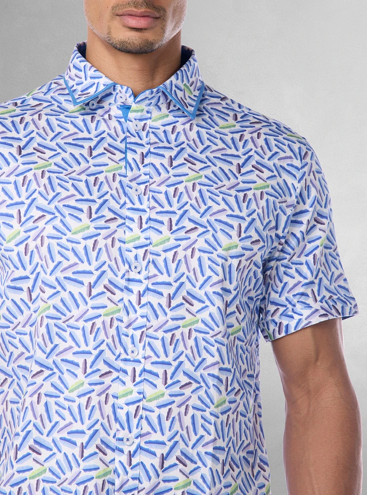 Chemise décontractée en stretch à manches courtes pour hommes