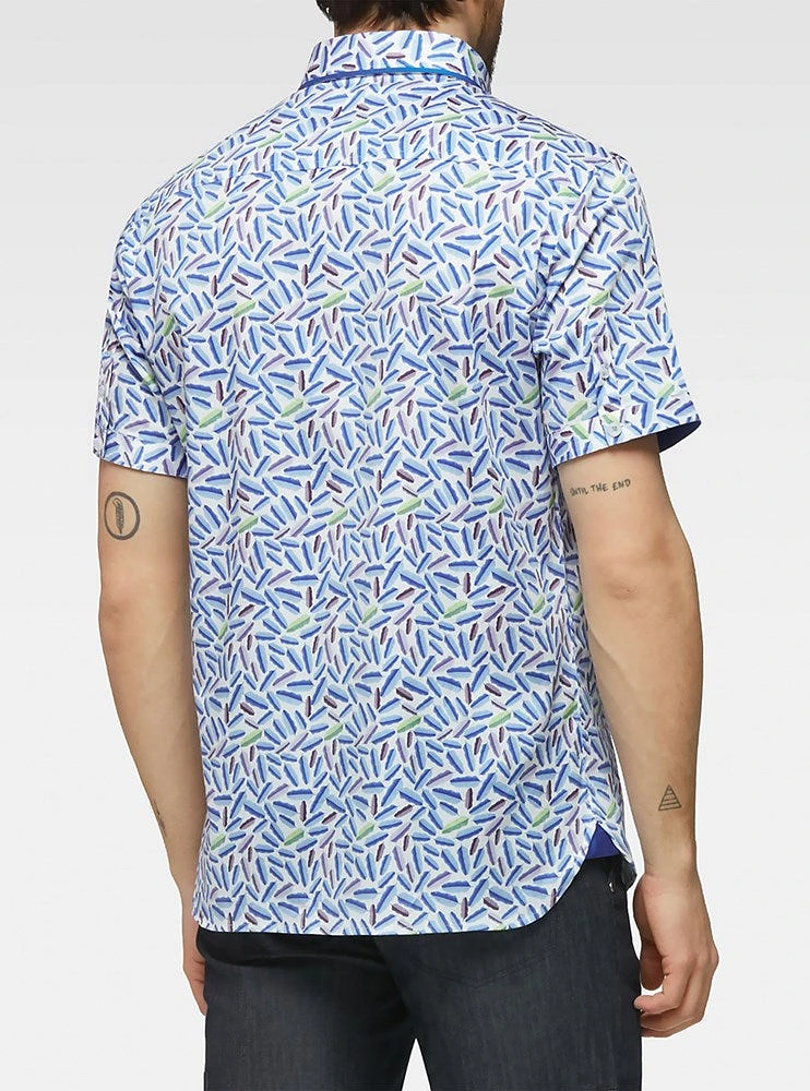Chemise décontractée en stretch à manches courtes pour hommes