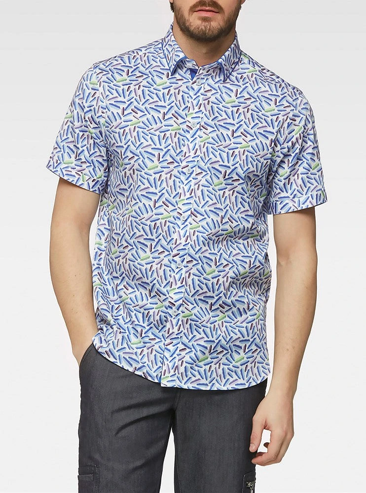 Chemise décontractée en stretch à manches courtes pour hommes