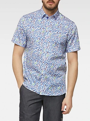 Chemise décontractée en stretch à manches courtes pour hommes