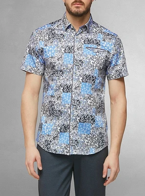 Chemise décontractée en stretch à manches courtes pour hommes