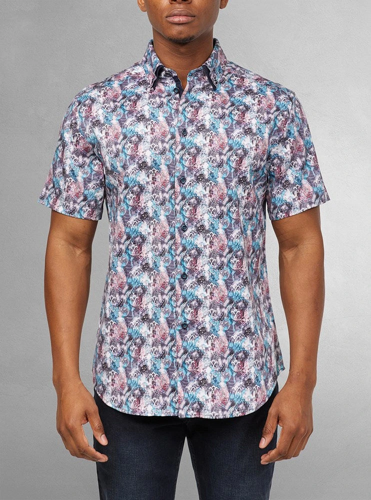 Chemise décontractée en stretch à manches courtes pour hommes