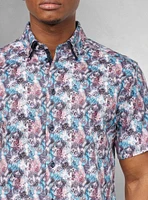 Chemise décontractée en stretch à manches courtes pour hommes