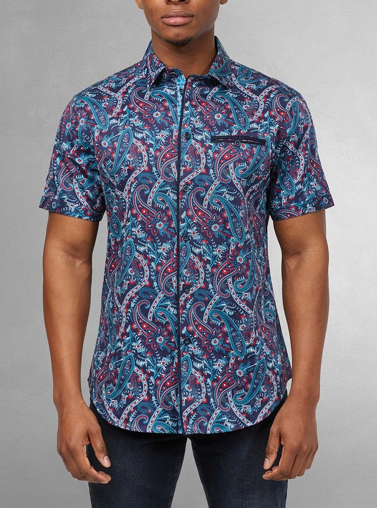 Chemise décontractée en stretch à manches courtes pour hommes