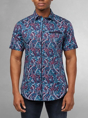 Chemise décontractée en stretch à manches courtes pour hommes