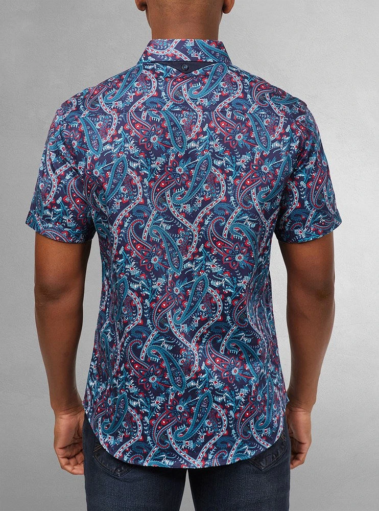 Chemise décontractée en stretch à manches courtes pour hommes