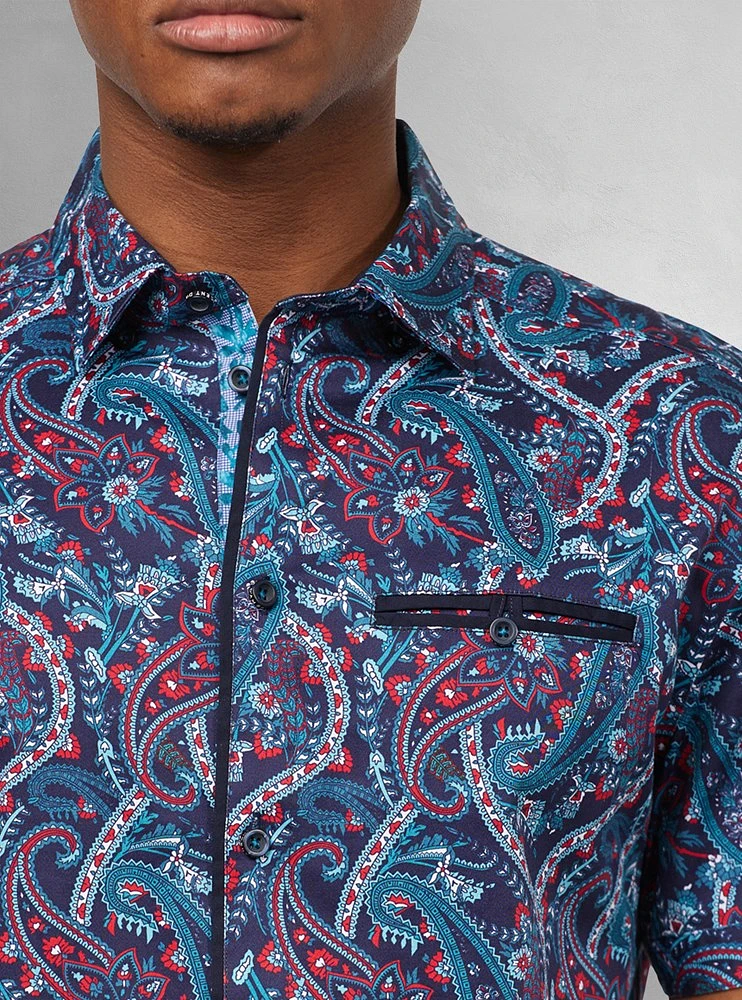 Chemise décontractée en stretch à manches courtes pour hommes