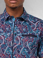 Chemise décontractée en stretch à manches courtes pour hommes