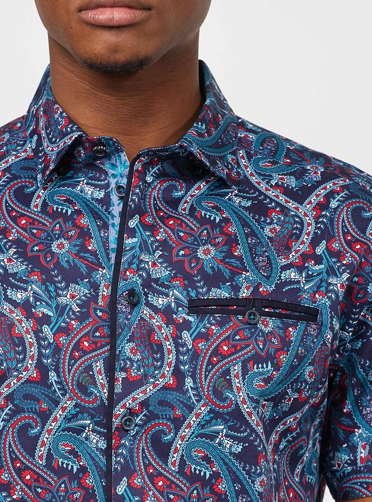 Chemise décontractée en stretch à manches courtes pour hommes