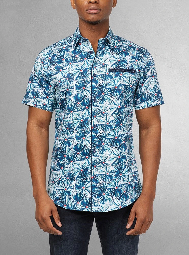 Chemise décontractée en stretch à manches courtes pour hommes