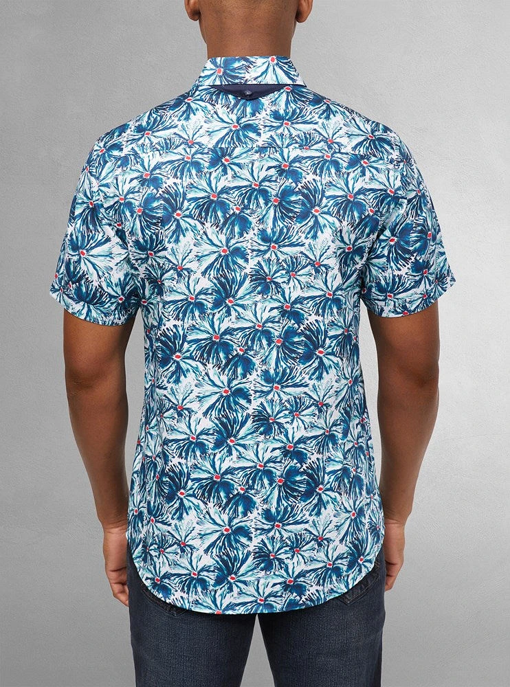 Chemise décontractée en stretch à manches courtes pour hommes