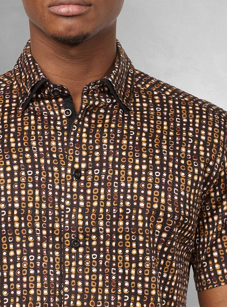 Chemise décontractée en stretch à manches courtes pour hommes