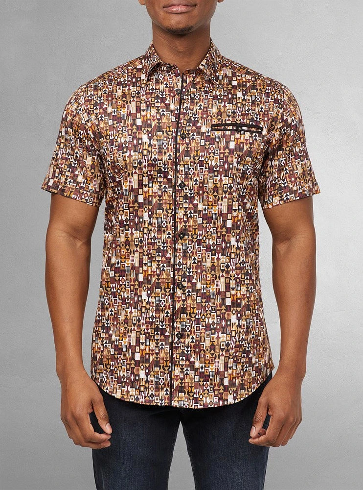 Chemise décontractée en stretch à manches courtes pour hommes