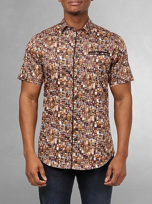 Chemise décontractée en stretch à manches courtes pour hommes
