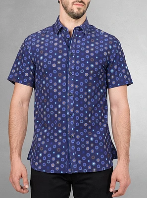Chemise décontractée en stretch à manches courtes pour hommes