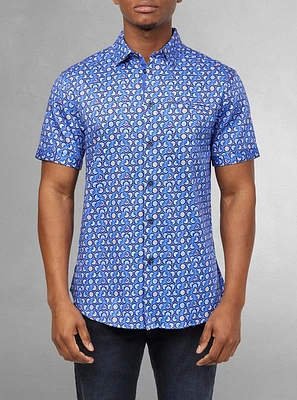 Chemise décontractée en stretch à manches courtes pour hommes