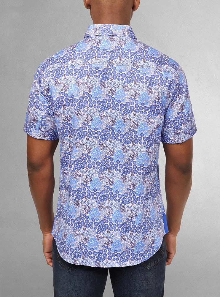 Chemise décontractée en stretch à manches courtes pour hommes