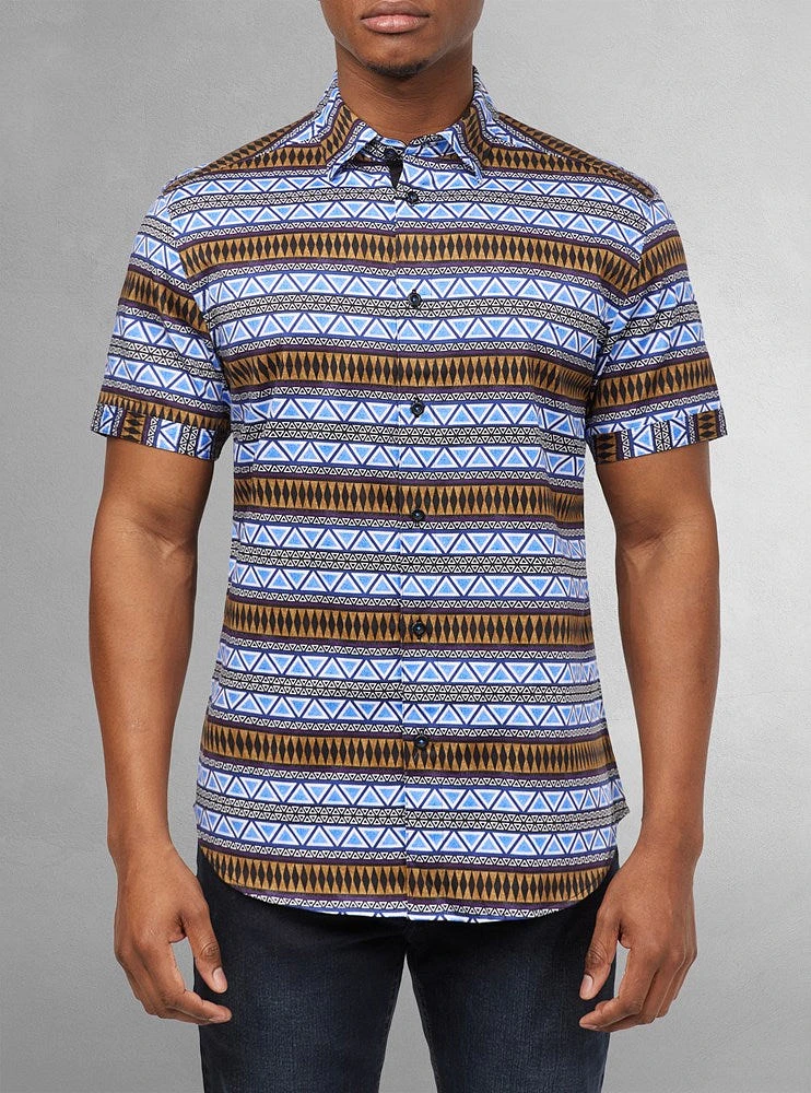 Chemise décontractée en stretch à manches courtes pour hommes