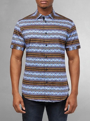 Chemise décontractée en stretch à manches courtes pour hommes