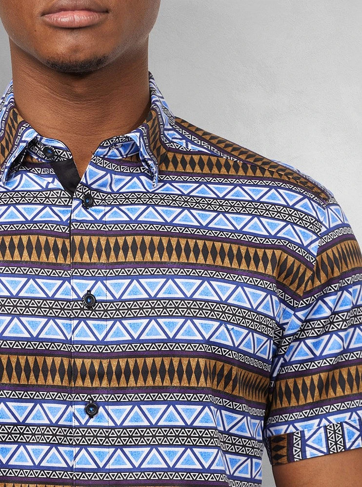 Chemise décontractée en stretch à manches courtes pour hommes